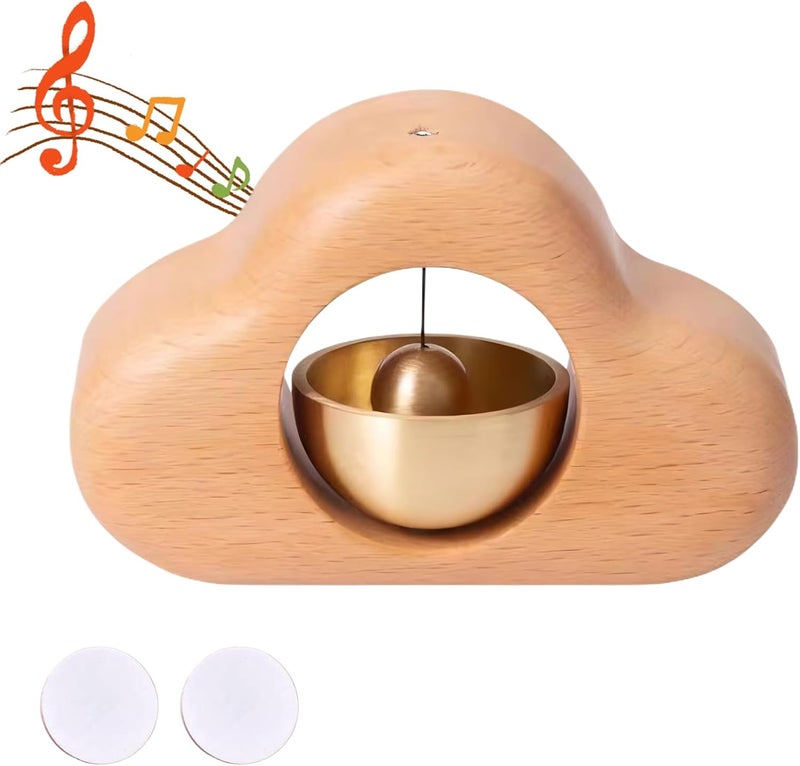 BovcTrraann Magnetic Shopkeepers Bell - Handcrafted Wooden Door Chime for Home, Garden, Porch, or Backyard, Rustic Housewarming Gift for Room or Outdoor Decor (Cloud-Shaped) - Image 1